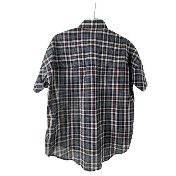 Madewell Courier Shirt Deklab Plaid Boxy Short Sleeve Button Down Womens XXS Top - Picture 2 of 7